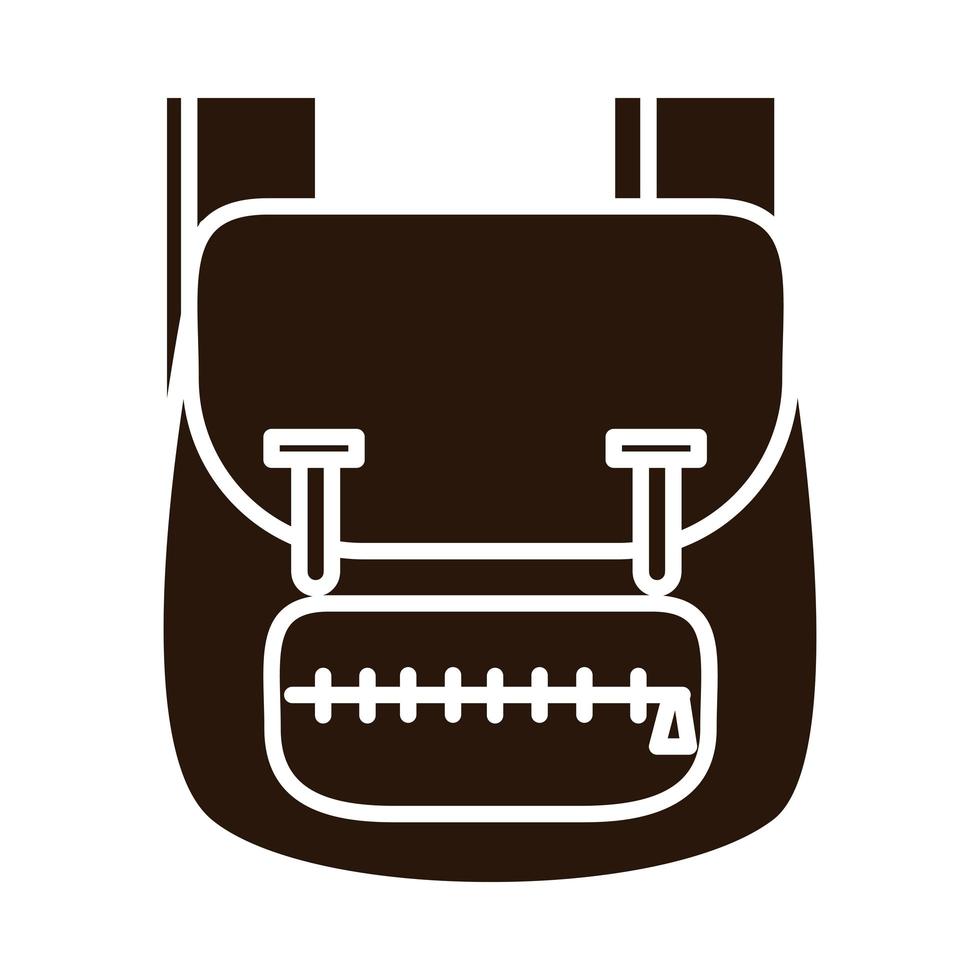 icono de estilo de silueta de suministro de accesorios de mochila de educación escolar vector