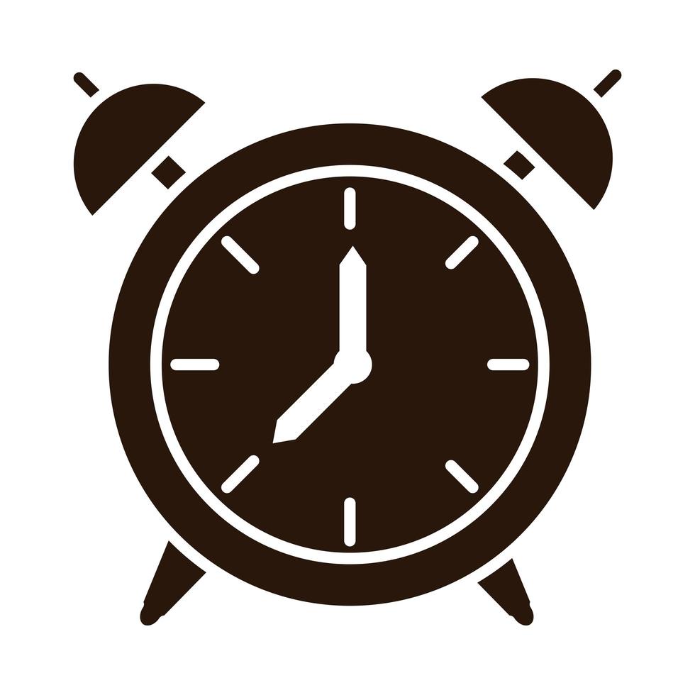 educación escolar reloj despertador suministro de tiempo silueta estilo icono vector
