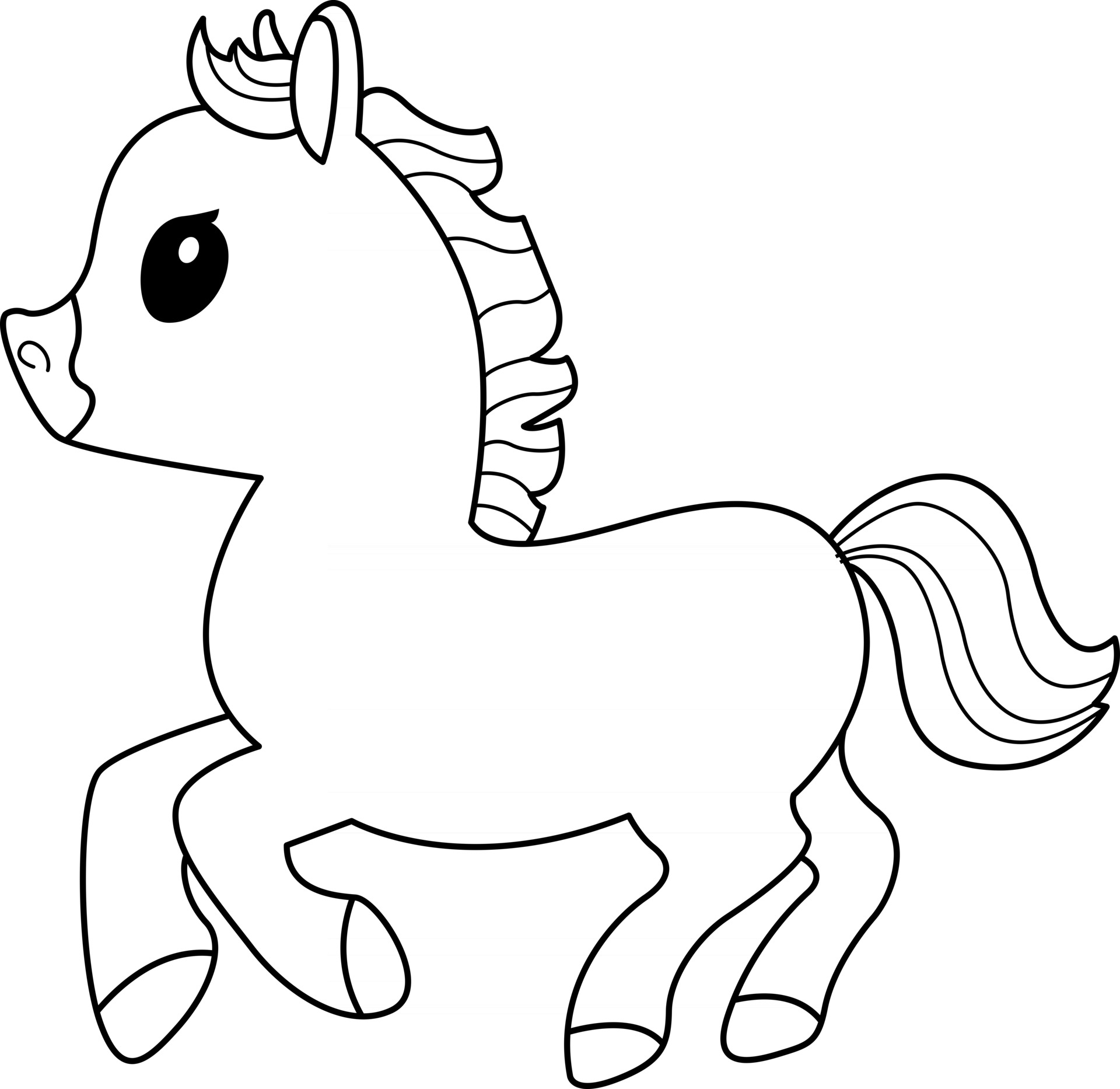 Horse Kids Coloring Page Great For Beginner Coloring Book Vector Art At Vecteezy