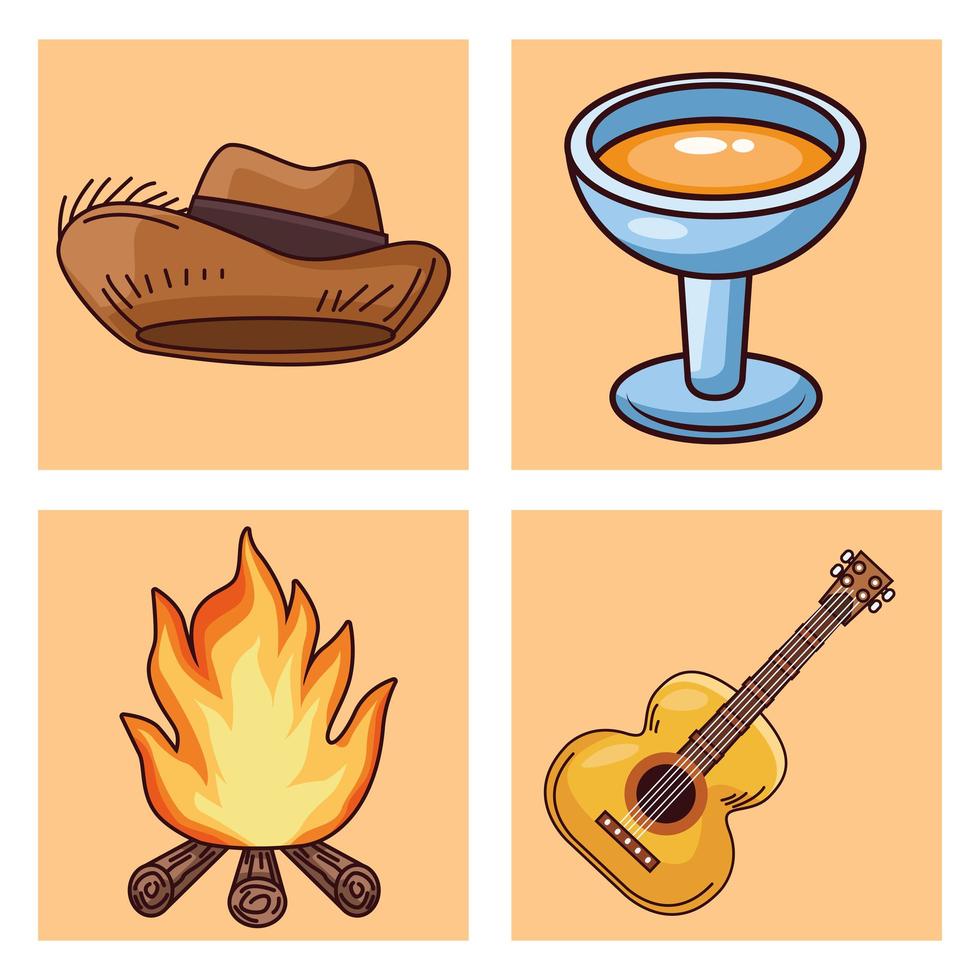 four festa Junina icons vector