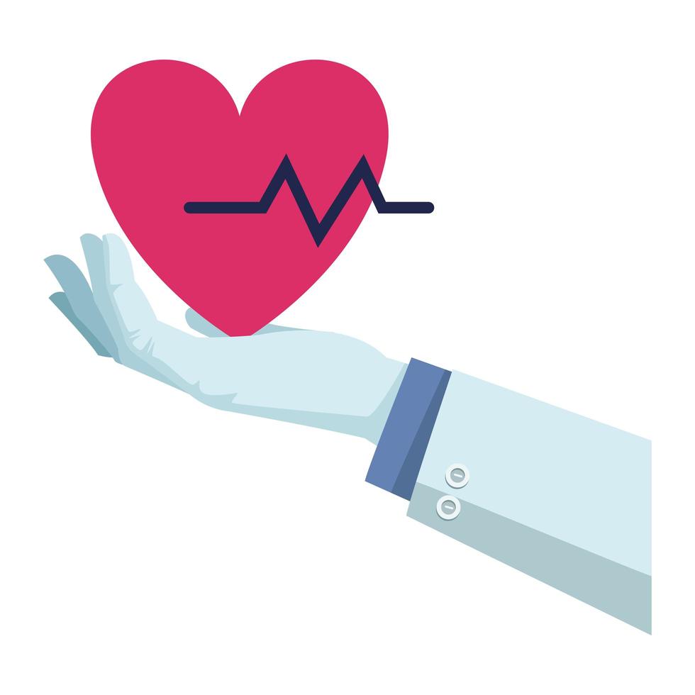 scientist hand lifting heart vector