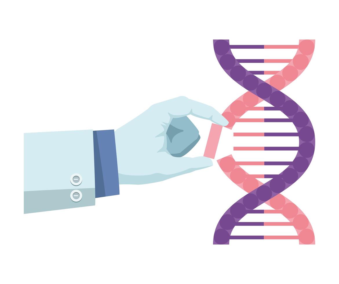 scientist hand with dna vector