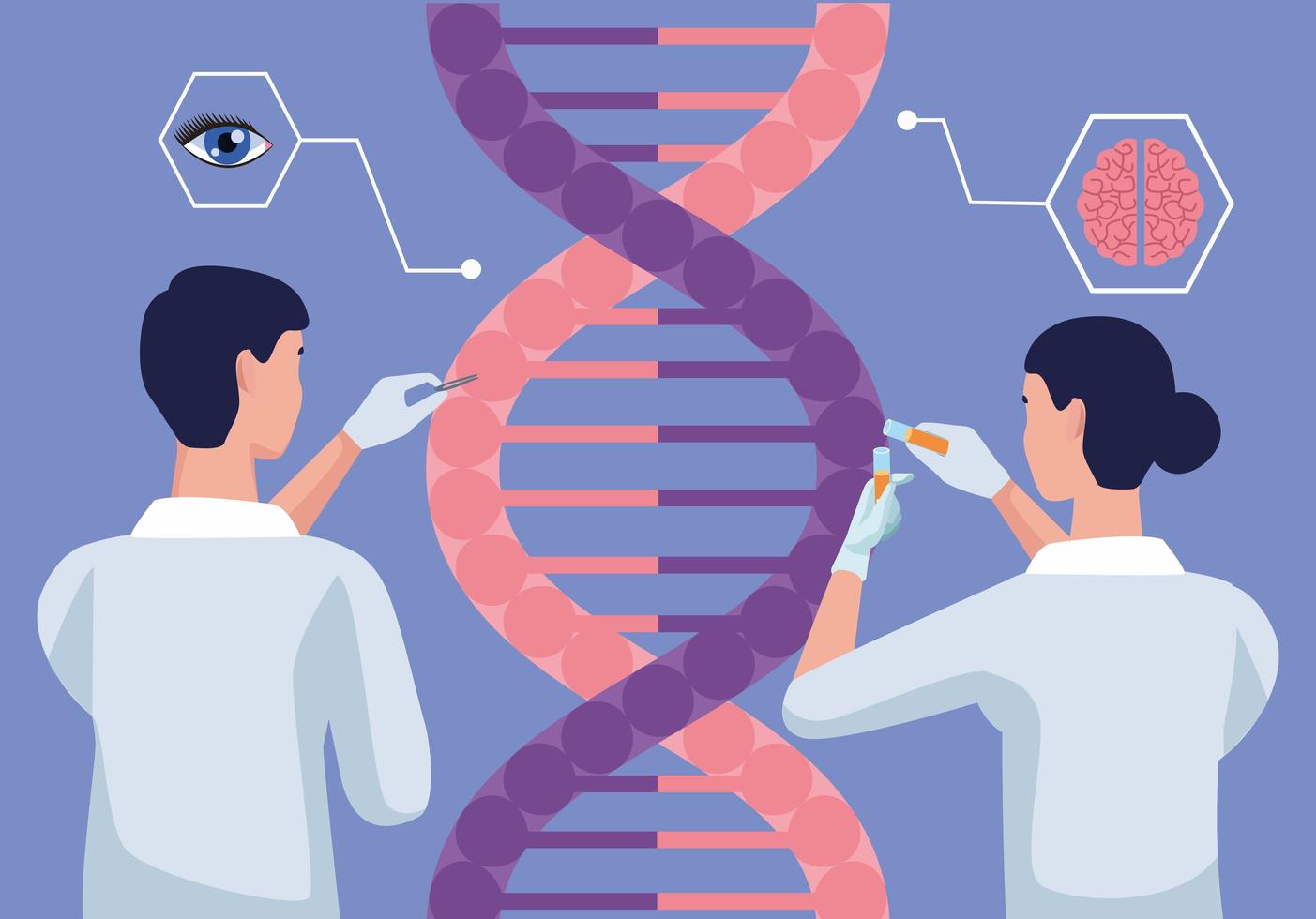 scientists with dna vector