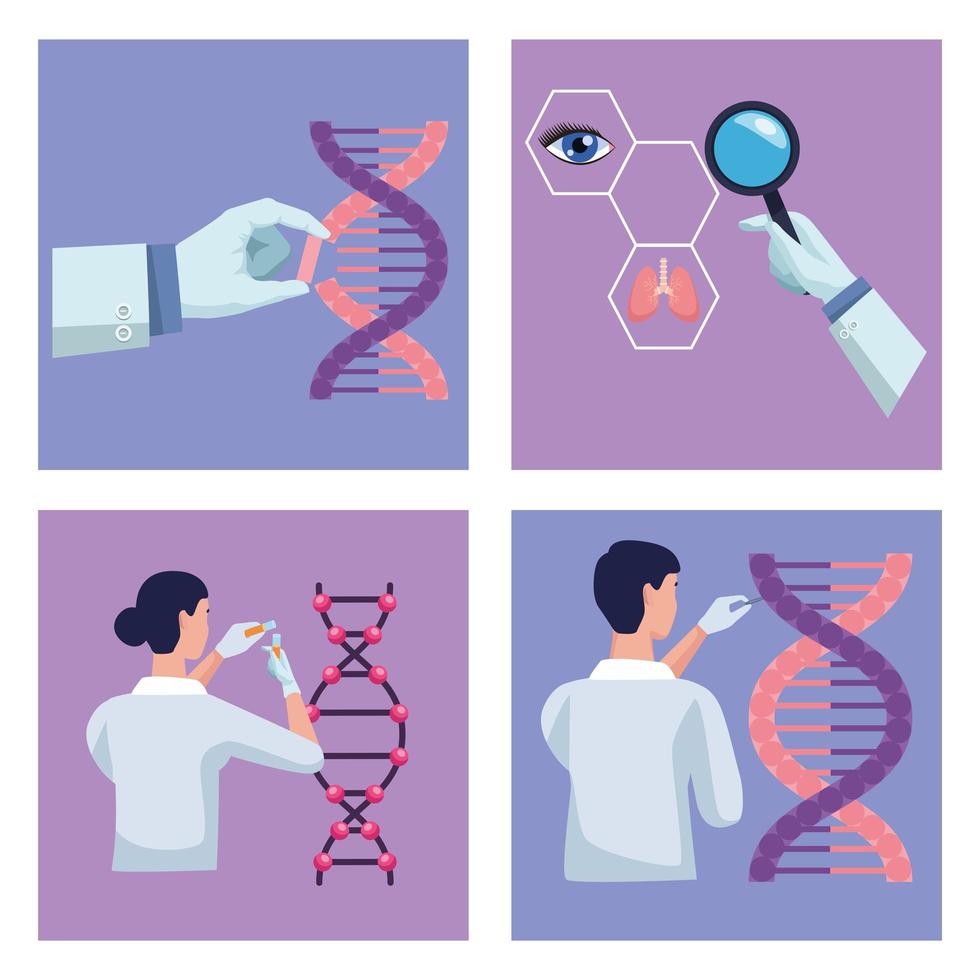 genetic testing four icons vector