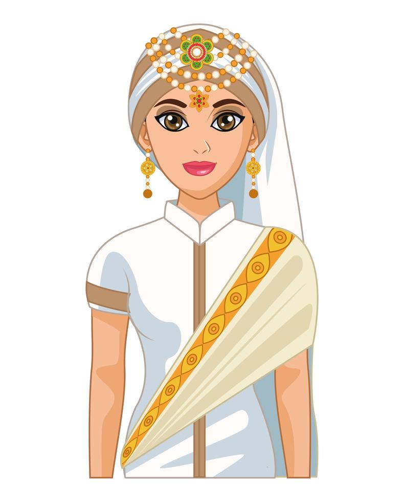 arabic bride white dress vector
