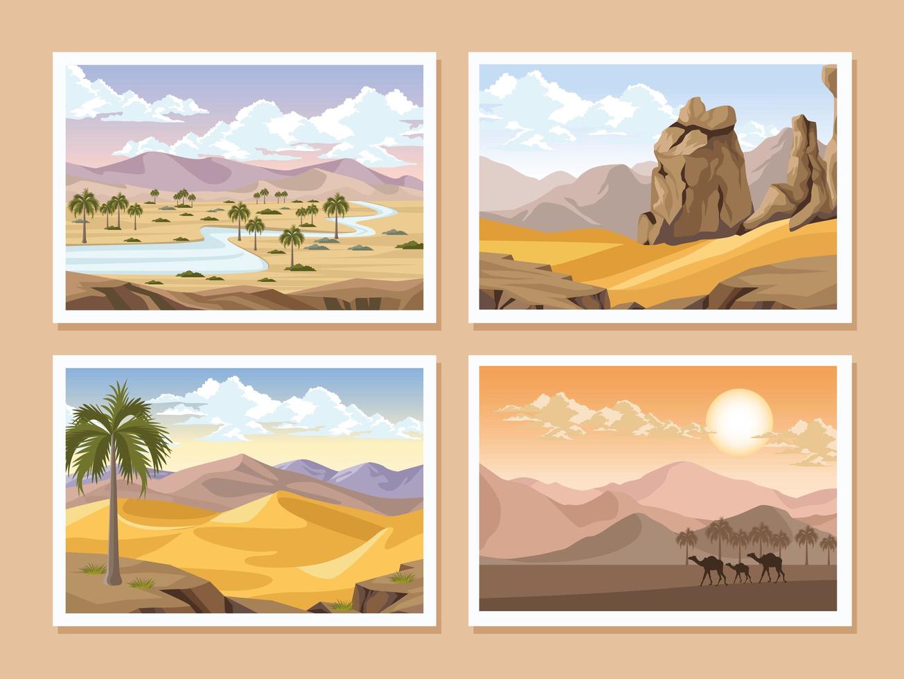 desiertos paisajes escenas vector