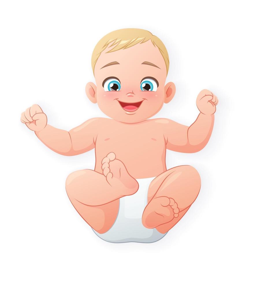 Ilustración de vector de bebé lindo y feliz
