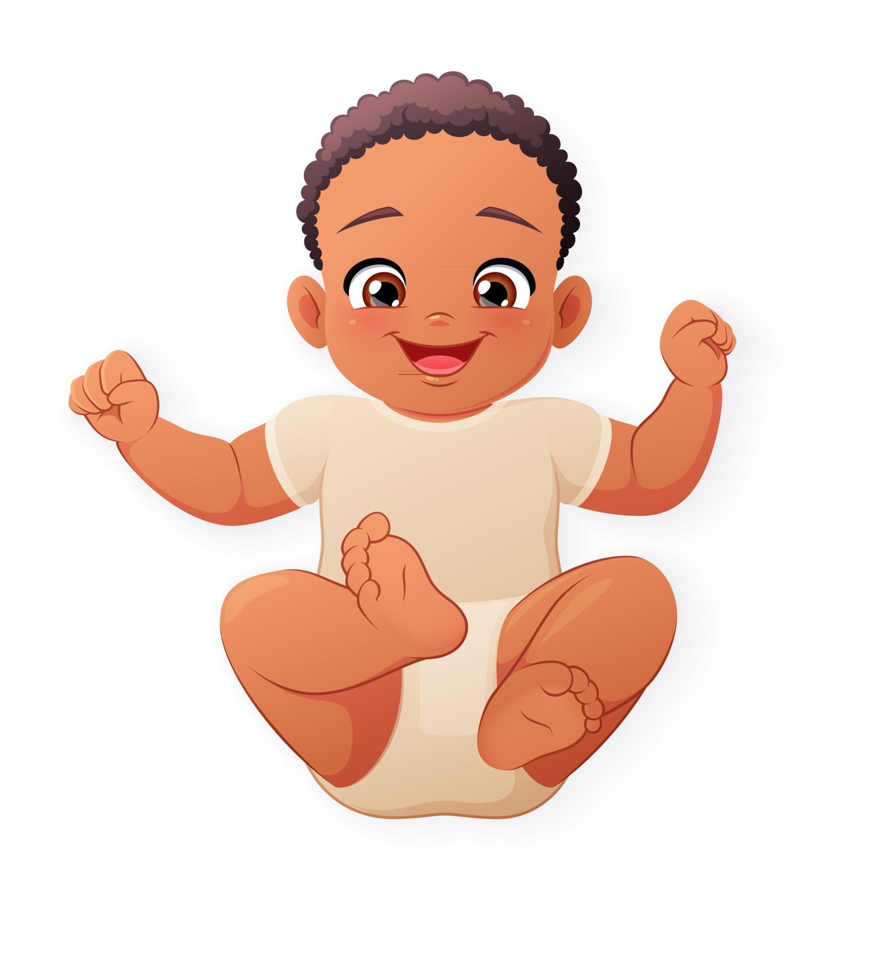Cute and happy little black baby cartoon vector illustration 2506166