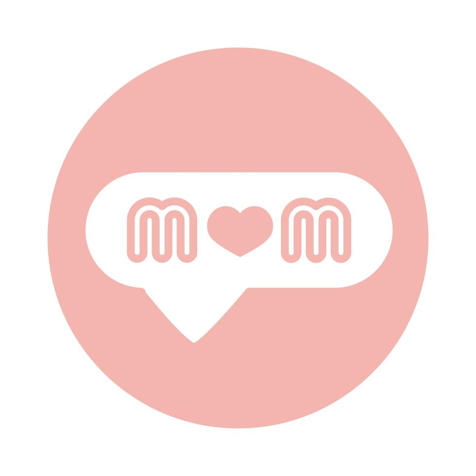 mothers day speech bubble mom letter celebration block style icon vector
