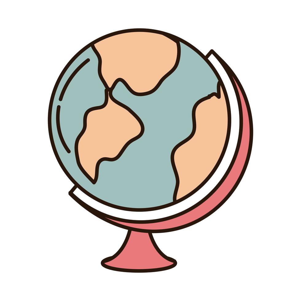 school education globe geography map supply line and fill style icon vector