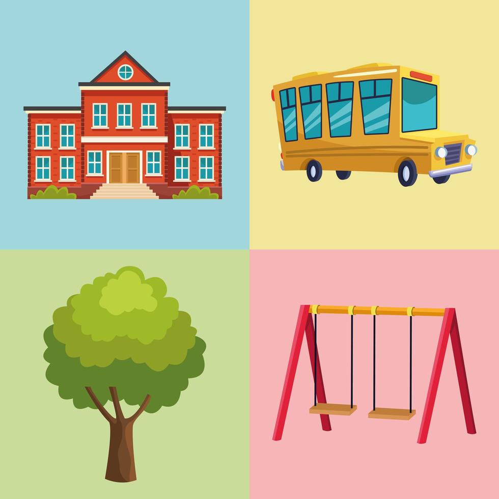 school four icons vector