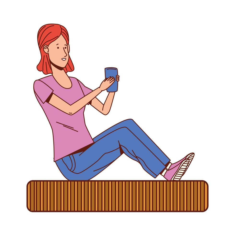 woman using smartphone vector