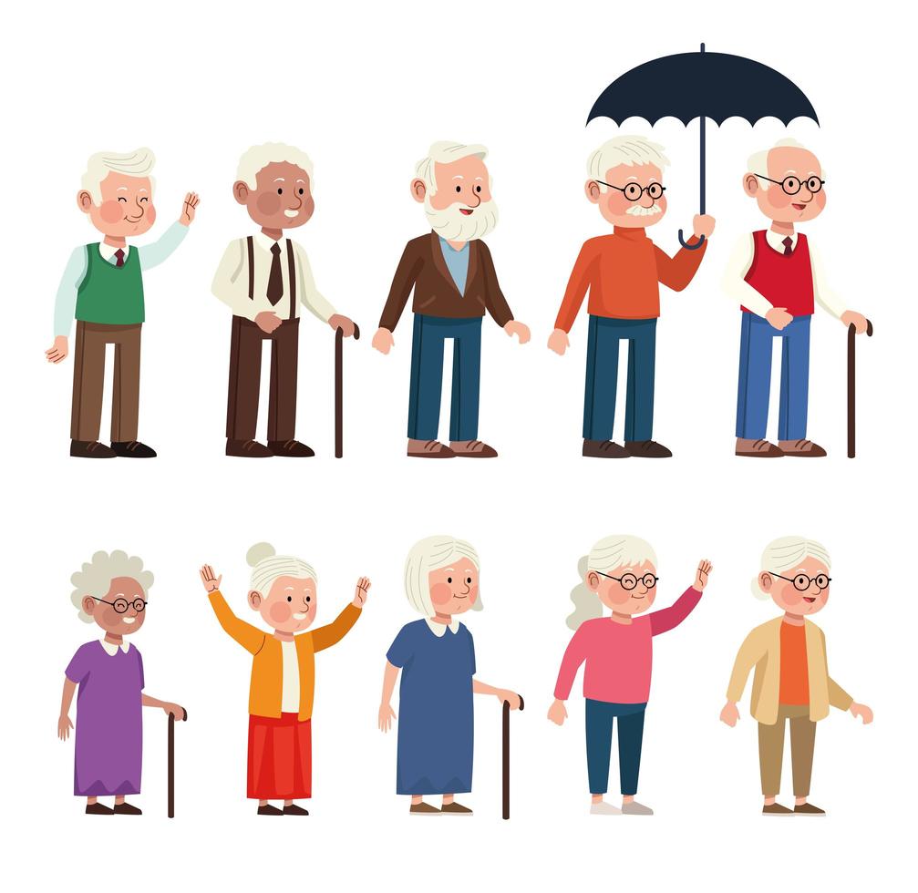 ten elder persons vector