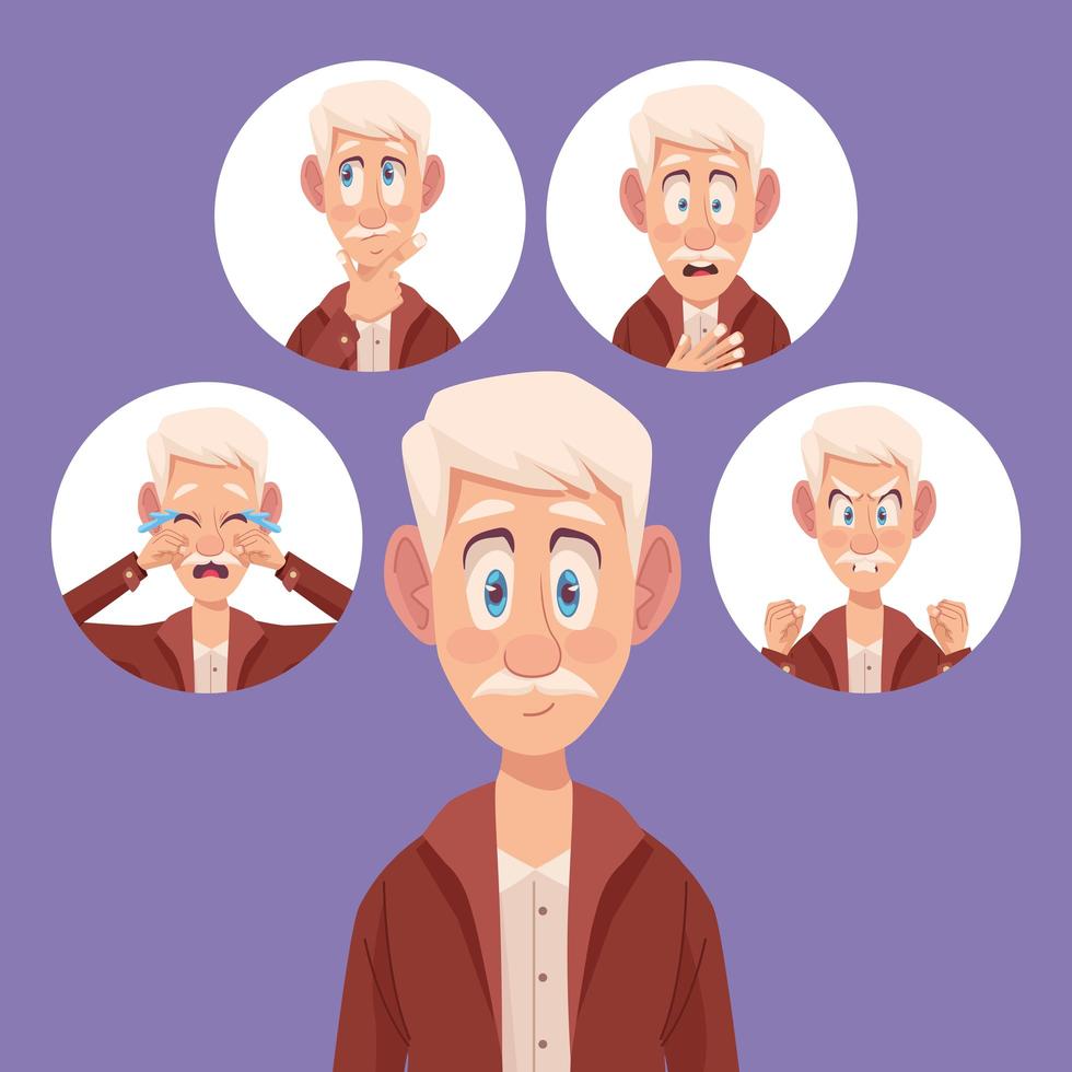 five elders with alzheimers vector