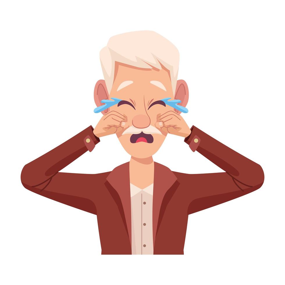 grandfather crying character vector