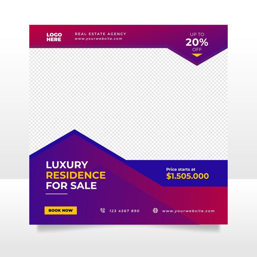 Home sale social media post banner template vector