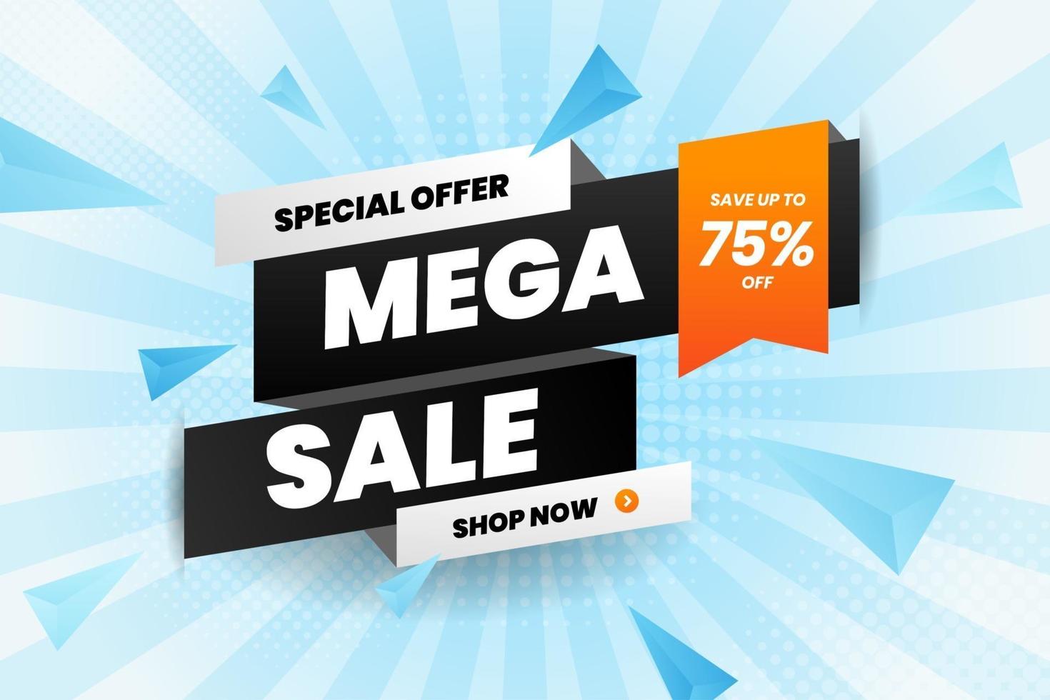 Mega sale discount banner promotion background vector