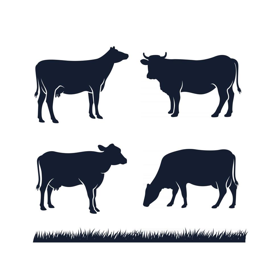 Black angus cow silhouette vector illustration