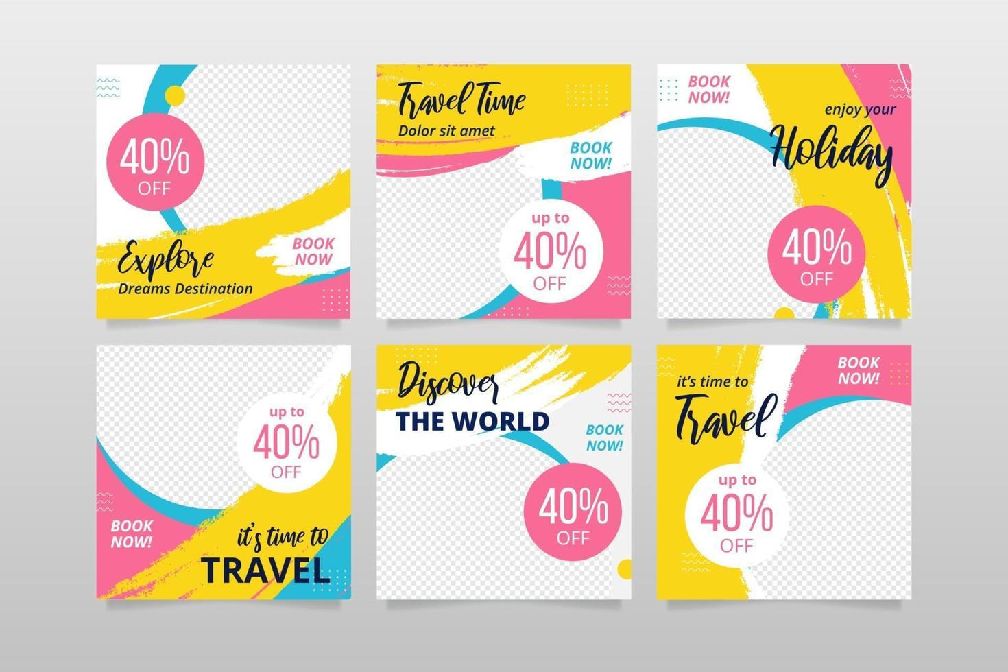 Travel banner for social media post advertising vector