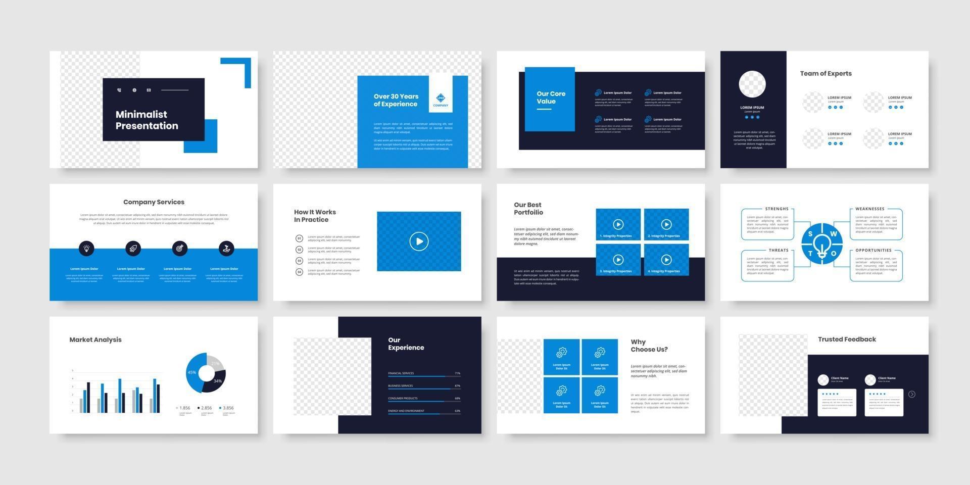 Business minimal slides presentation template vector
