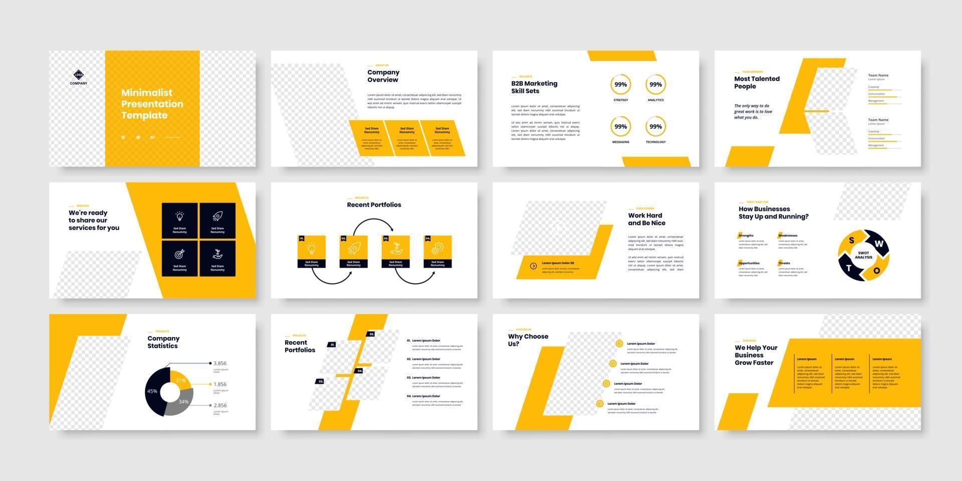 Business minimal slides presentation template vector