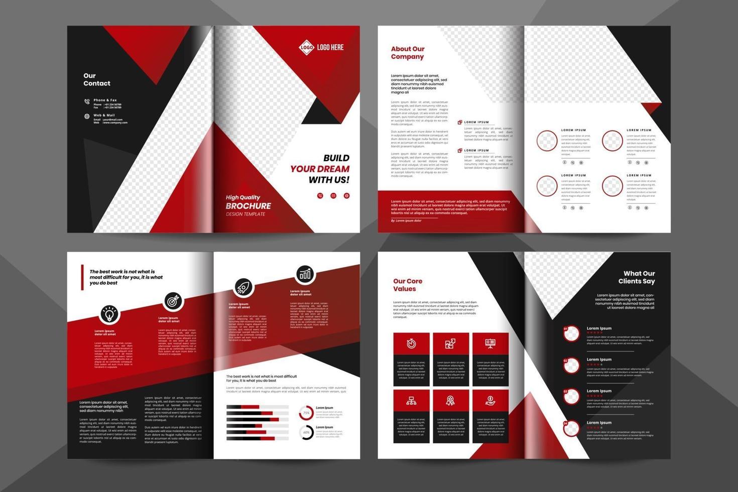 Red corporate business brochure template Corporate business flyer template vector