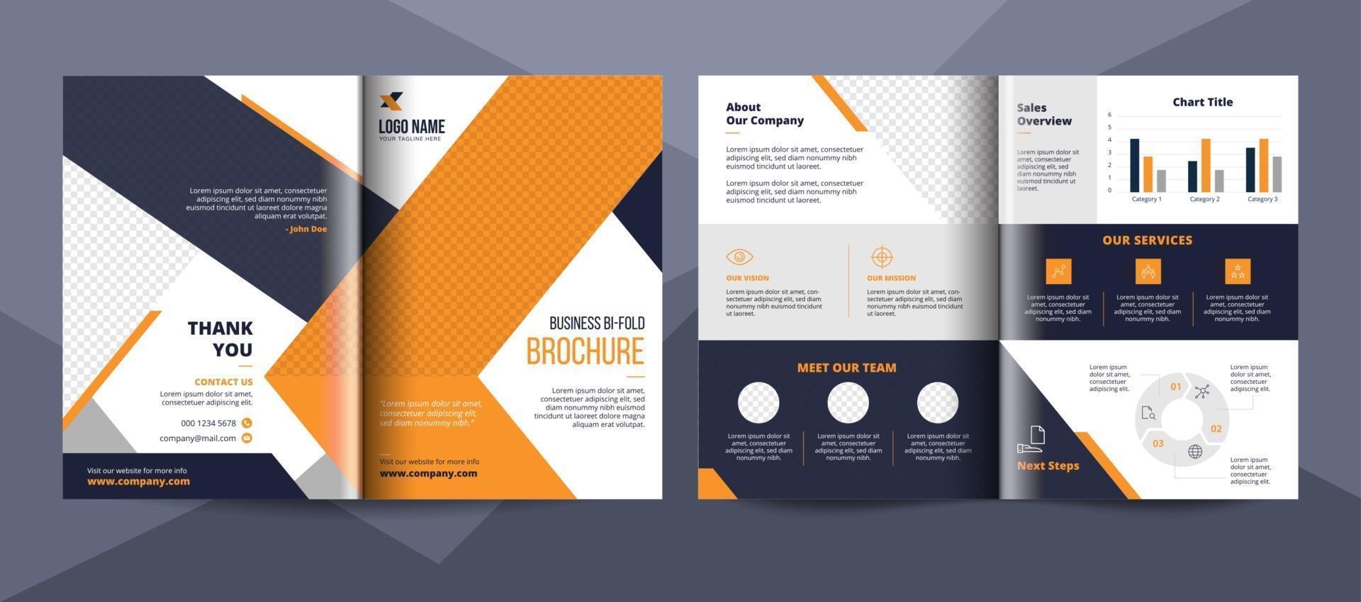 Business bifold brochure design template vector