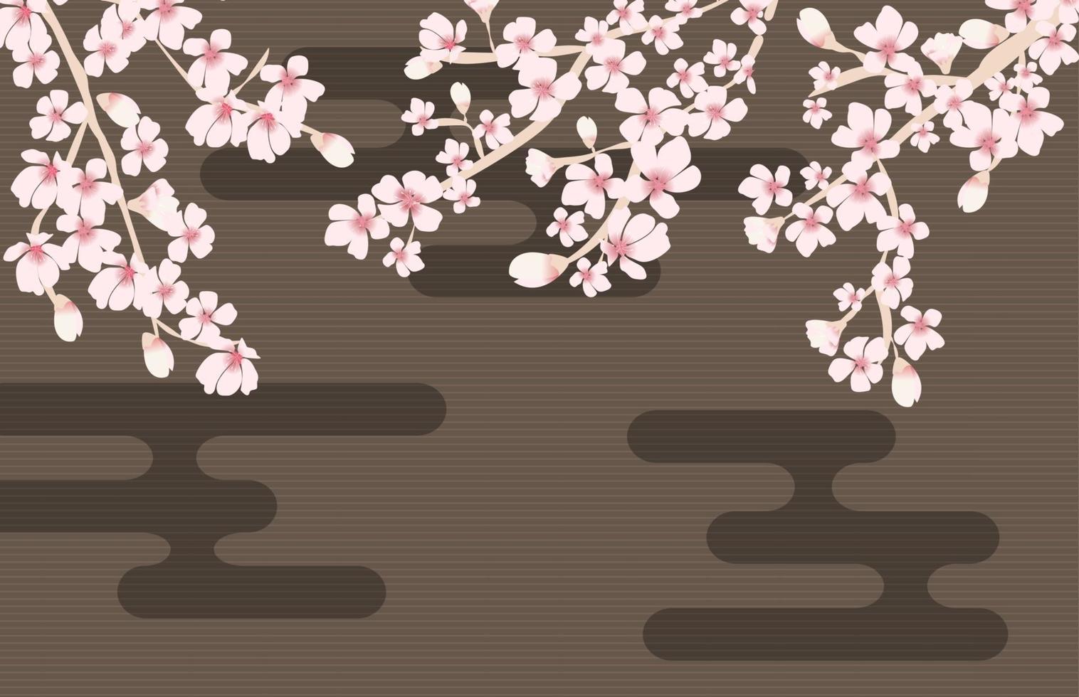 Abstract Floral Sakura Flower Japanese Natural Background Vector Illustration