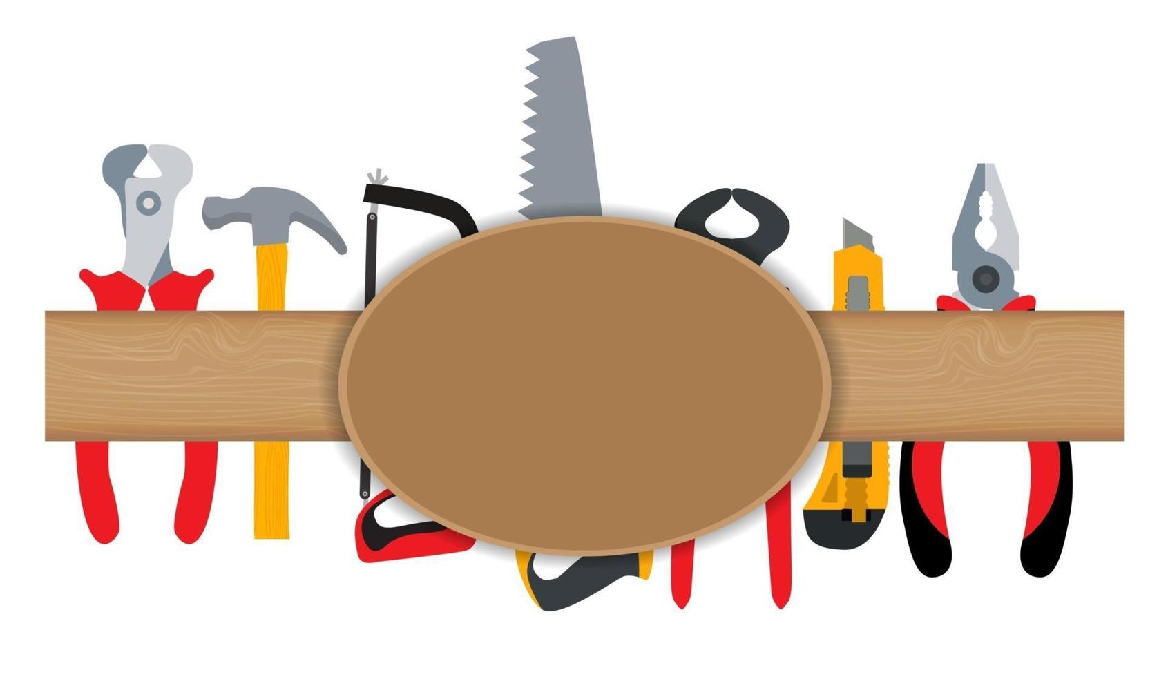 Repair Tools and Instruments on Brick Wall Vector Illustration Background
