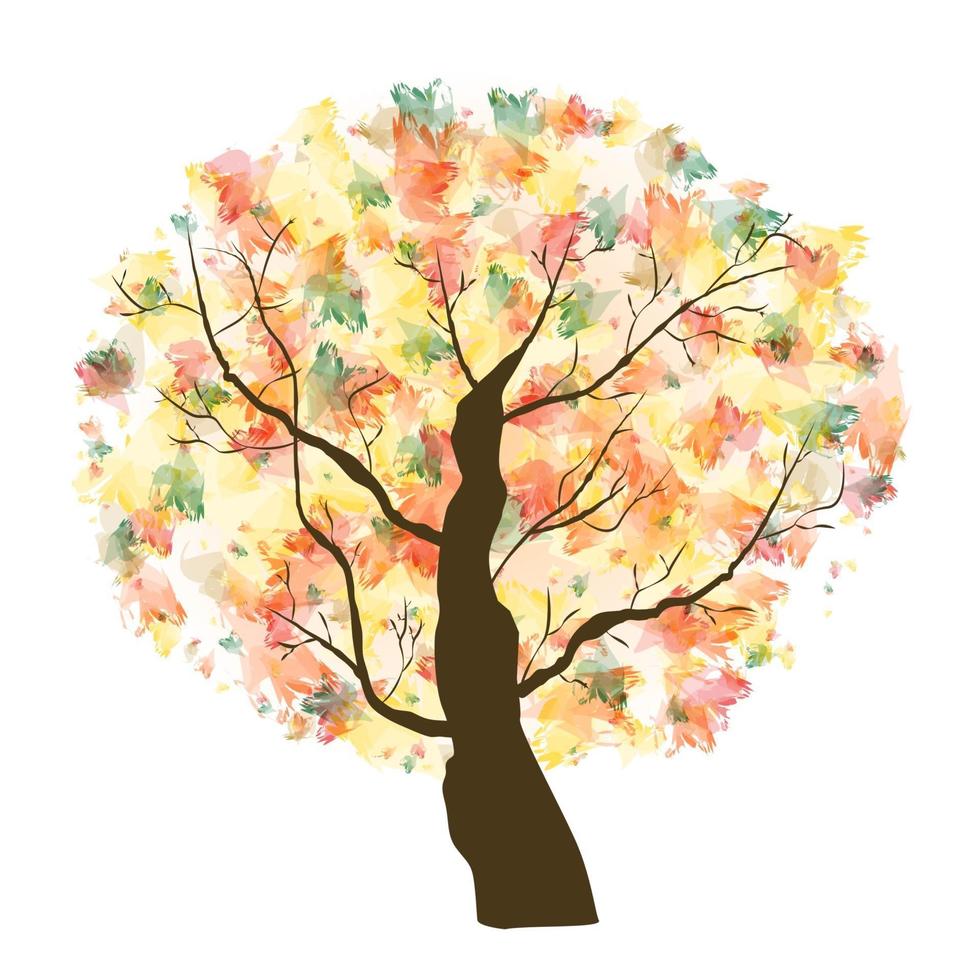 árbol de arte con textura de pintura de otoño vector