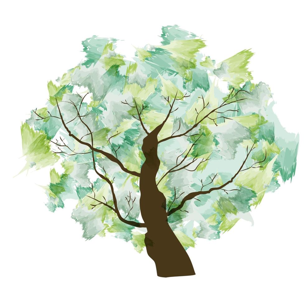 Green Summer Paint Textured Art Tree vector