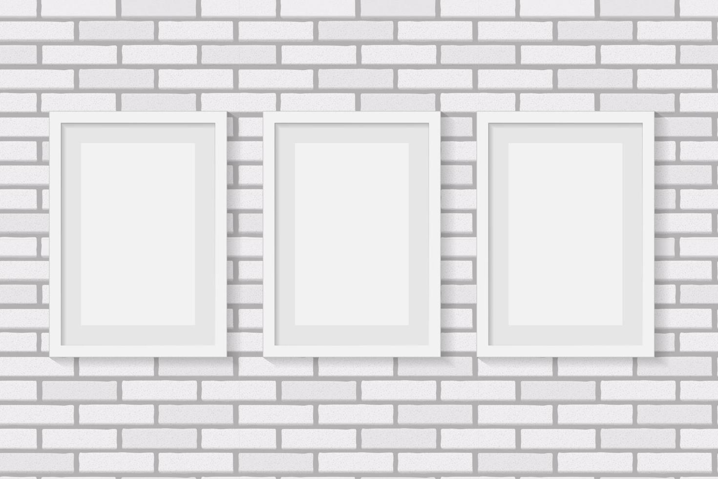 White Frame on Brick Wall Vector Illustration Background