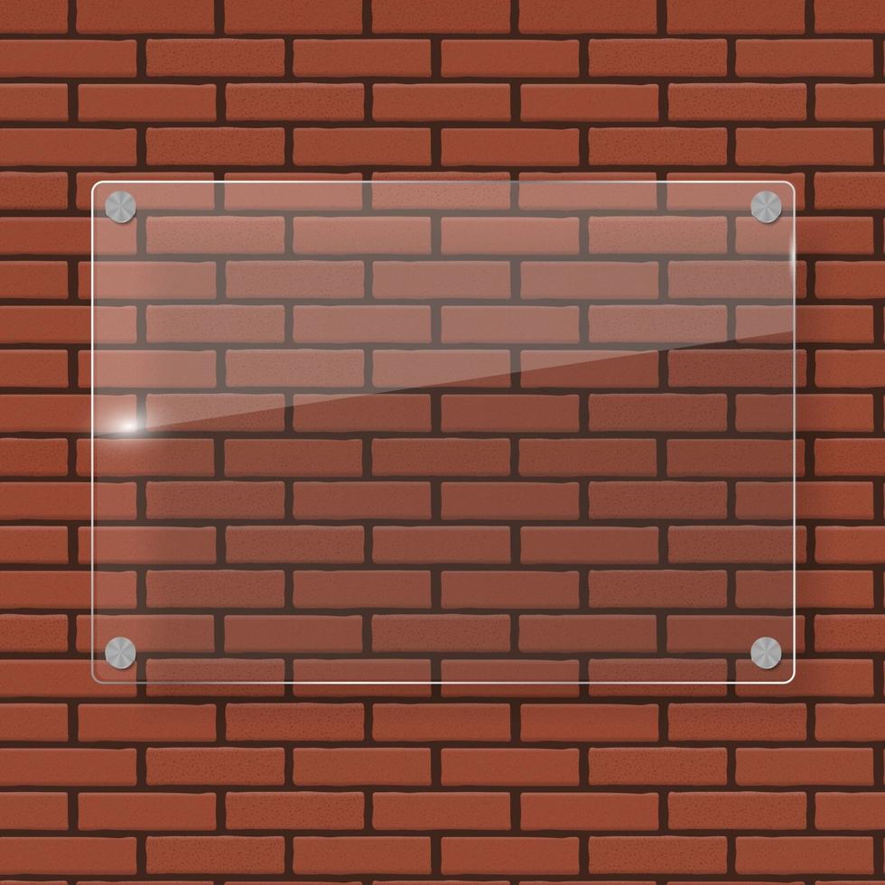 Glass Frame on Brick Wall Vector Illustration Background