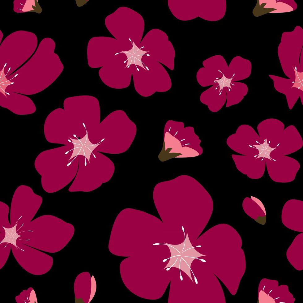 Abstract Floral Sakura Flower Japanese Natural Seamless Pattern Background Vector Illustration