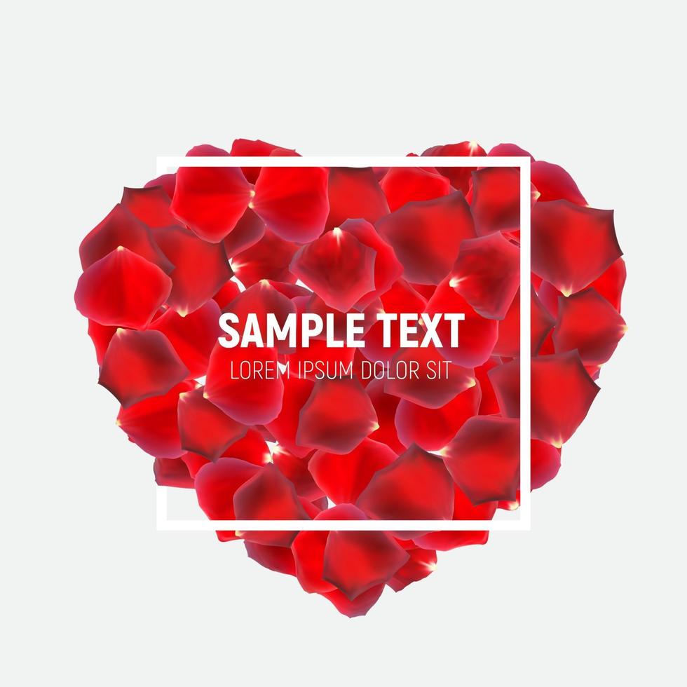 Abstract Natural Rose Petals with Frame Background Realistic Vector Illustration