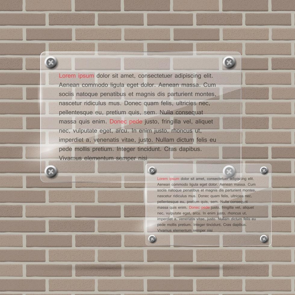 Glass Frame on Brick Wall Vector Illustration Background