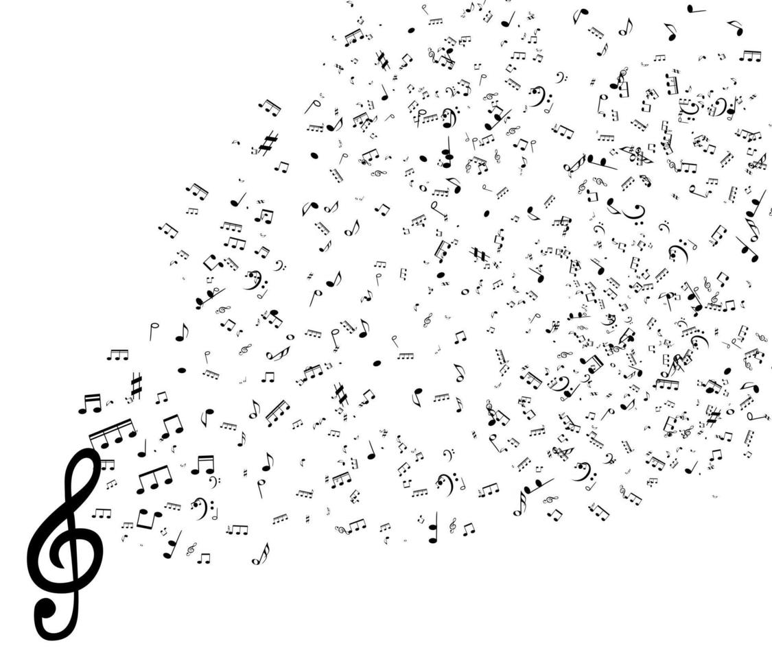 Set of musical notes on five line clock notation without a feature Treble clef vector