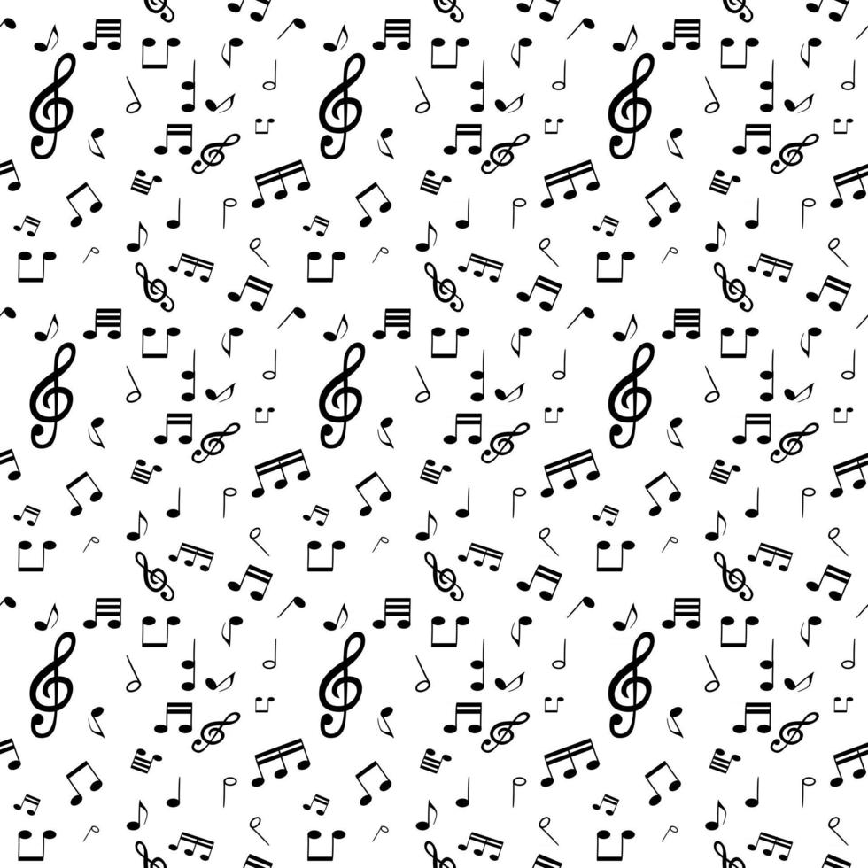 Seamless pattern from Set of musical notes and Treble clef vector