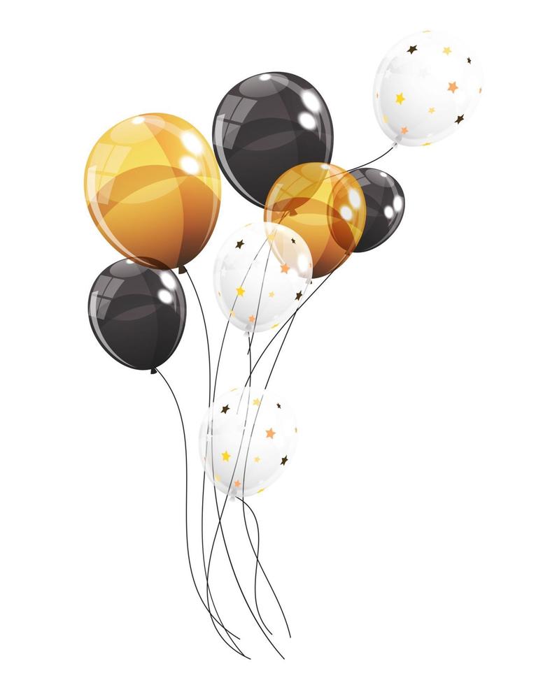 Group of Colour Glossy Helium Balloons Isolated on White Background vector