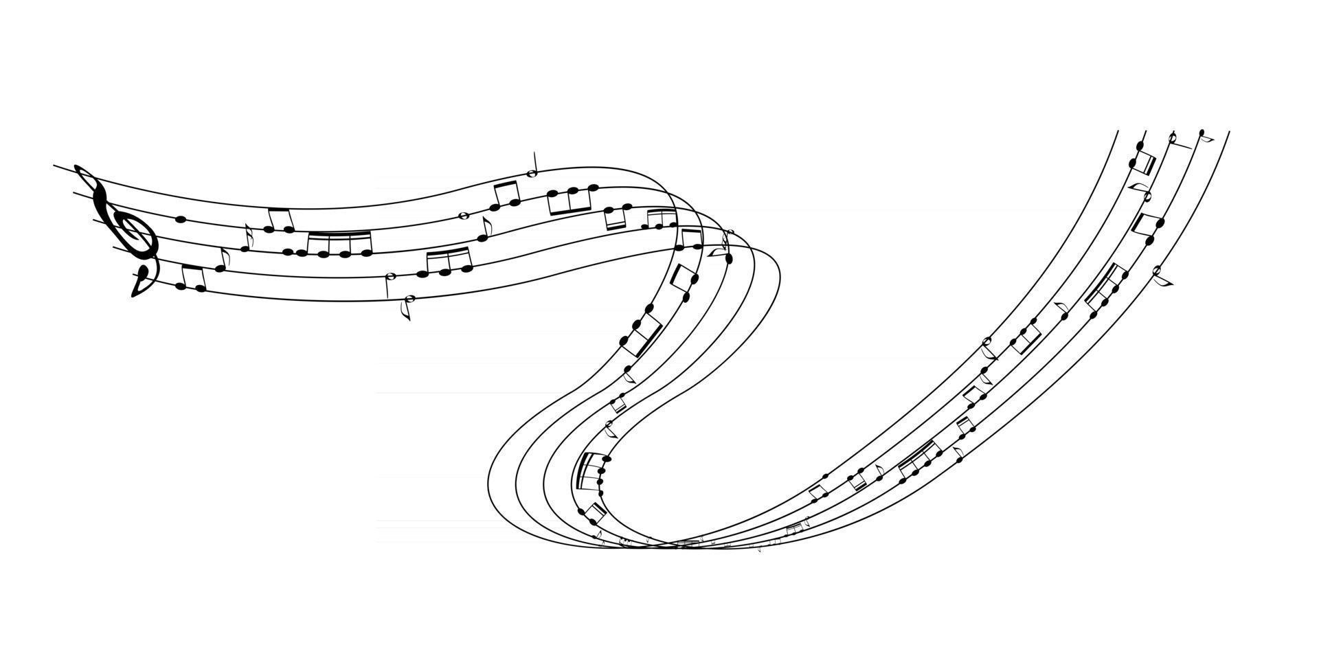 Set of musical notes on five line clock notation without a feature vector