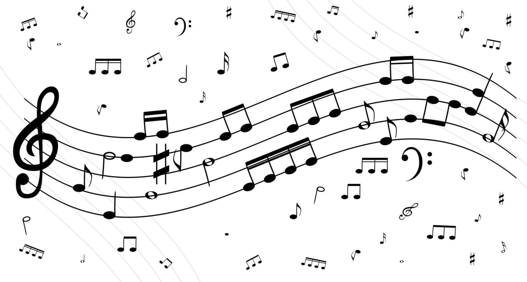 Set of musical notes on five line clock notation without a feature Treble clef vector