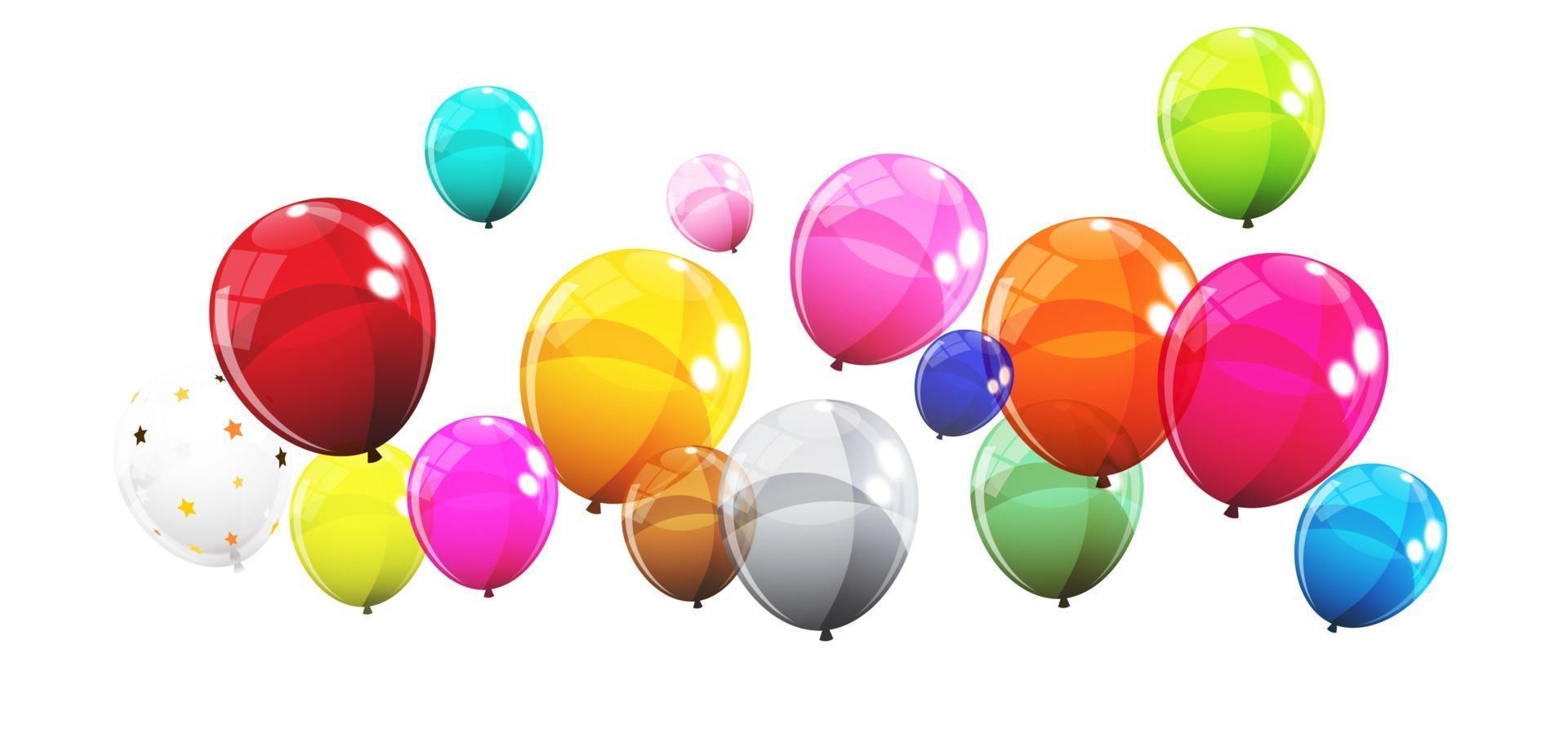 Group of Colour Glossy Helium Balloons Isolated on White Background vector