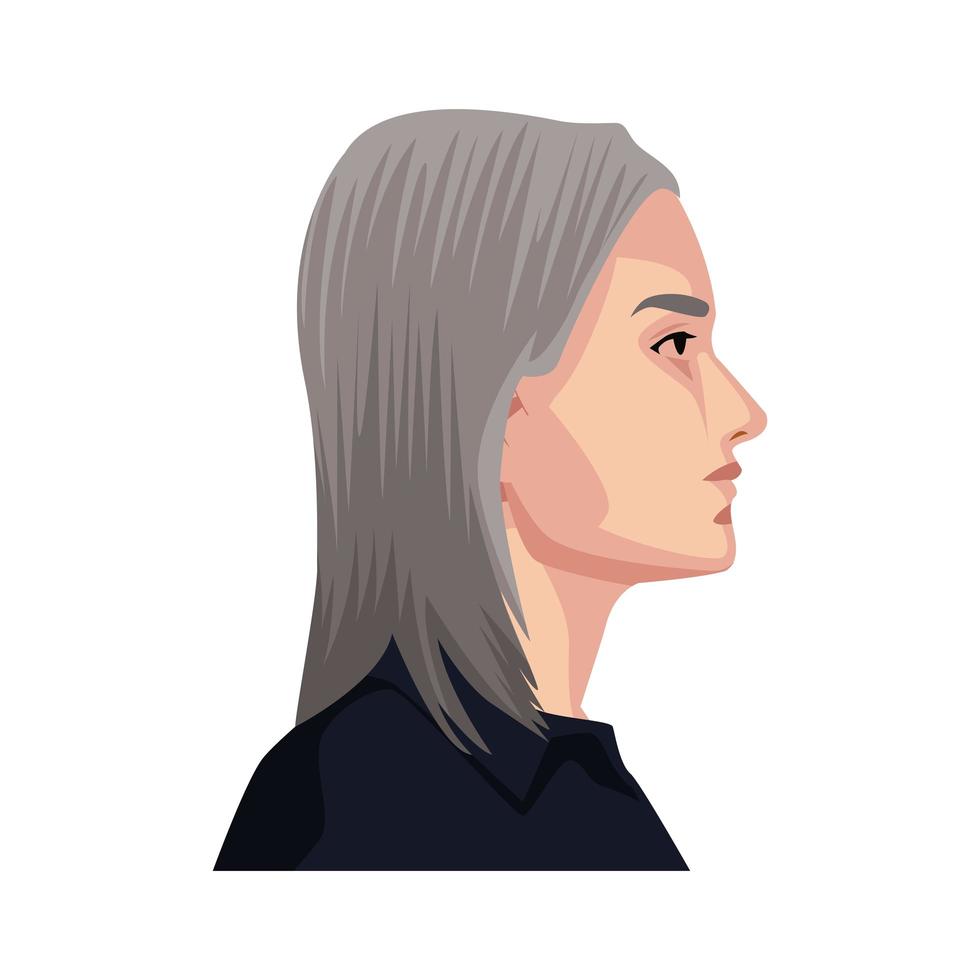 woman grey hair profile vector