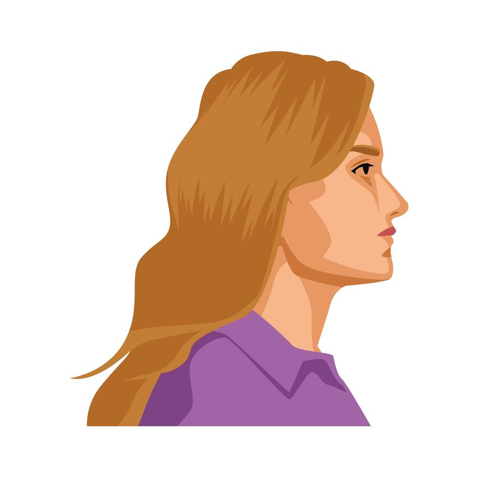 perfil de mujer rubia vector