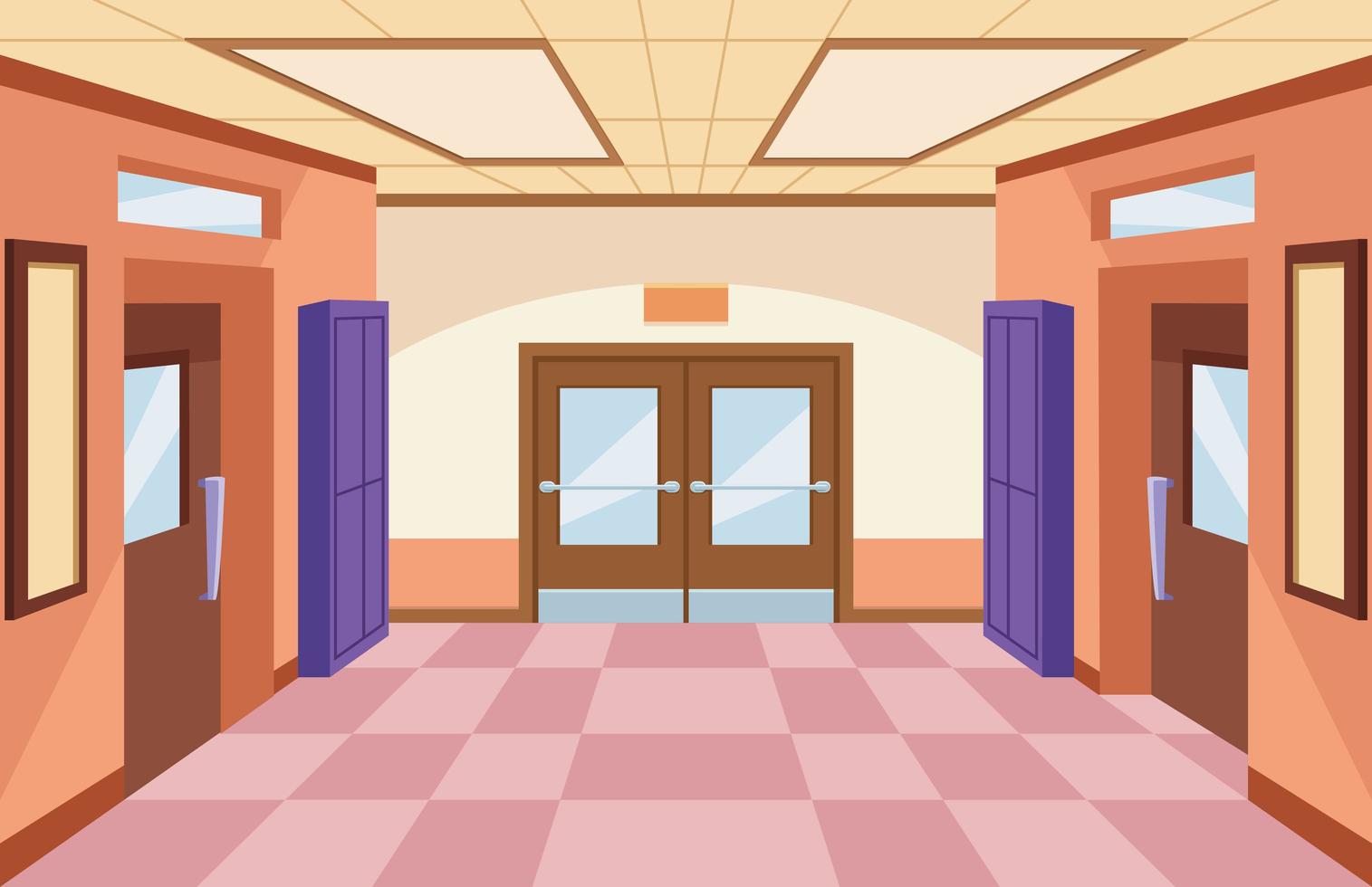 school corridor scene vector