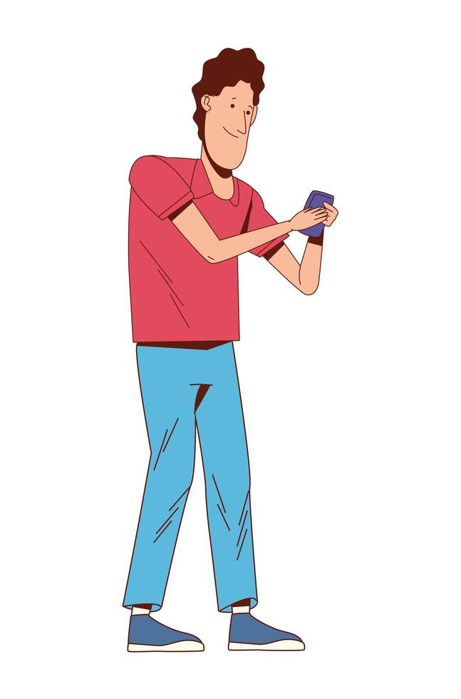 hombre con smartphone vector