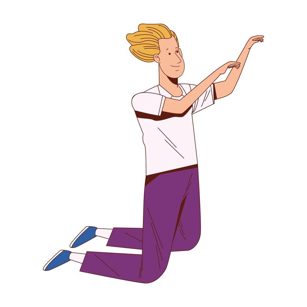 blond man jumping vector