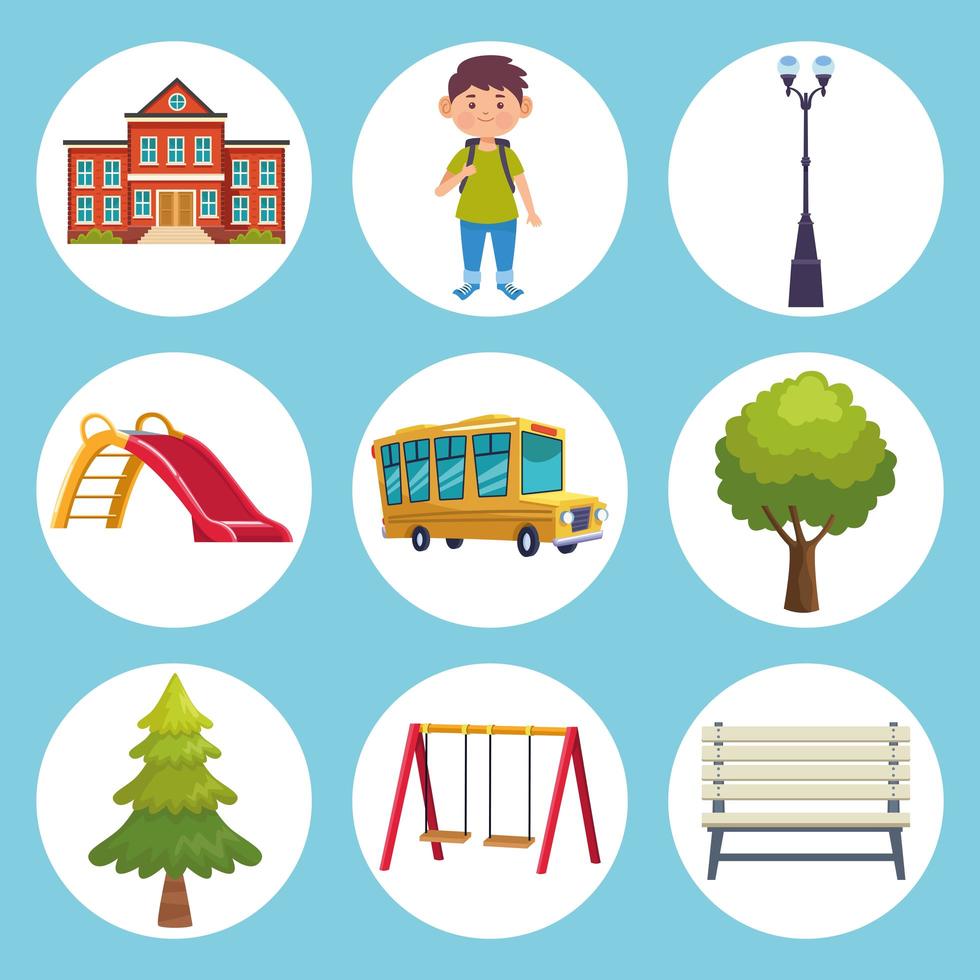 boy school icons vector