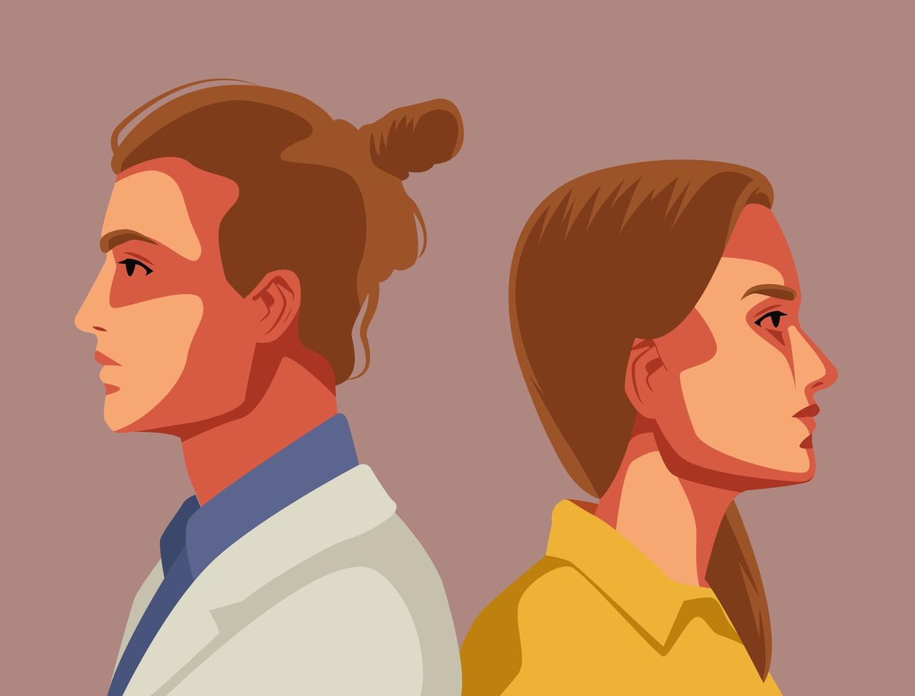 caucasian couple characters vector