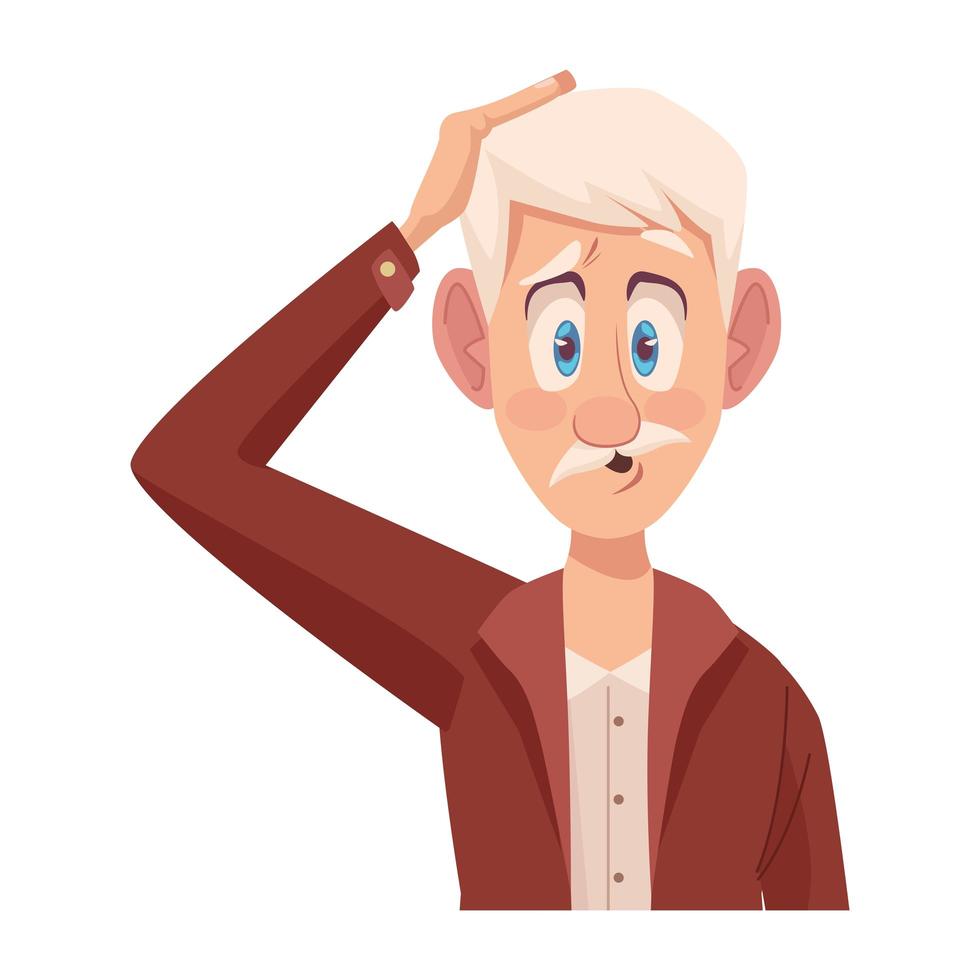 grandfather worried character vector